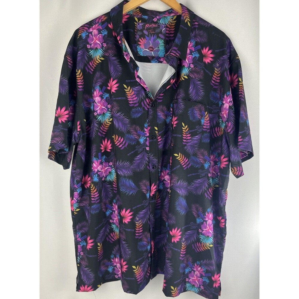 Retro Rifle 3xl 80’s Hawaiian Shirt Neon multi-color Short Sleeve Button Up